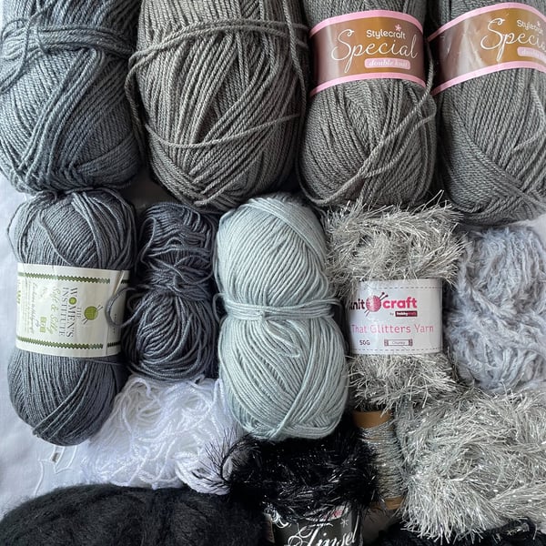 Shades of Grey Yarn Bundle Stylecraft Women's Institute KingCole Knit Craft Yarn