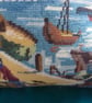 Hand Sewn Wool Tapestry Cushion Fishing Boats Fisherman Piped Edge 11X14inches - Image 2