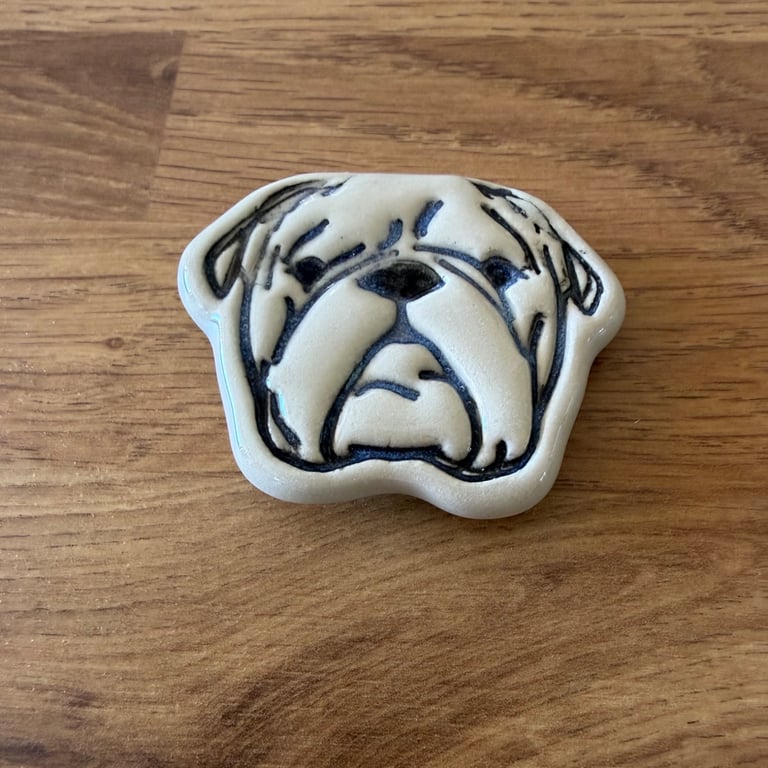 Ceramic bulldog fridge magnet