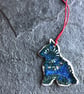 Scandi Cat hygge Christmas decoration blue green The Porcelain Menagerie - Image 4