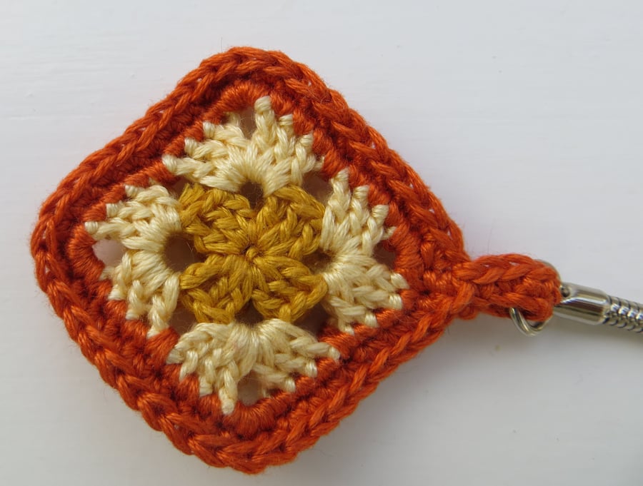 Crochet keyring, Granny square, Retro gift, Miniature crochet