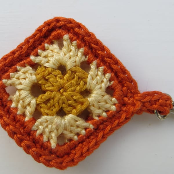 Crochet keyring, Granny square, Retro gift, Miniature crochet