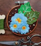 Whimsical Spring Garden handmade decoration, keepsake, blue and brown