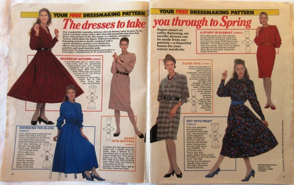 A multi-size sewing pattern for women's dresses in 6 styles and sizes 10 -18