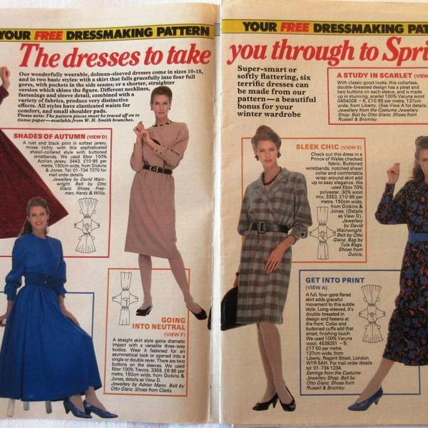 A multi-size sewing pattern for women's dresses in 6 styles and sizes 10 -18