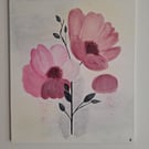 Original Abstract Acrylic Painting - Abstract Art – Pink Flowers