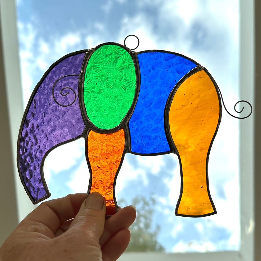 Stained Glass Elephant Suncatchers - Handmade Hanging Decoration 