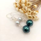 Pearl Earrings - Iridescent Pearl & Crystal Dangle Earrings - Swarovski Pearls 
