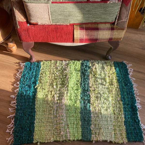 Recycled Sari silk fabric rug mat