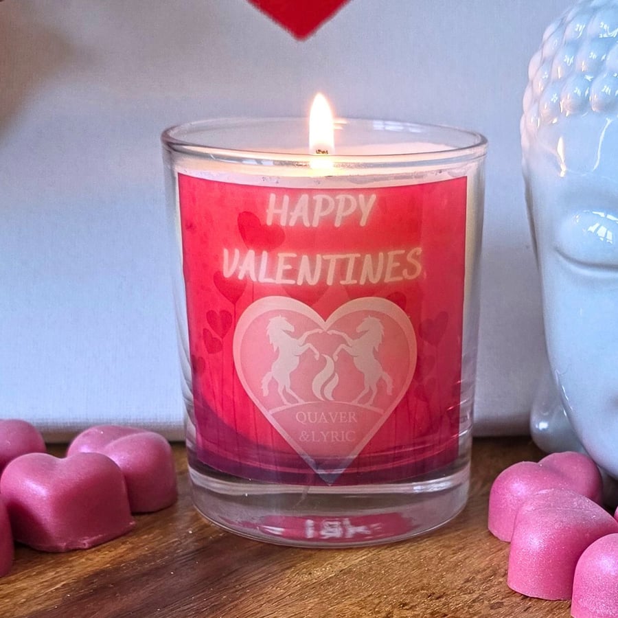 Scented Candle in Glass Happy Valentines Gift 30cl Wax Blend 6 Fragrances 