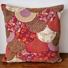 Handmade cushion cover vintage 1970s bark cloth fabric Heather Brown Bayeux