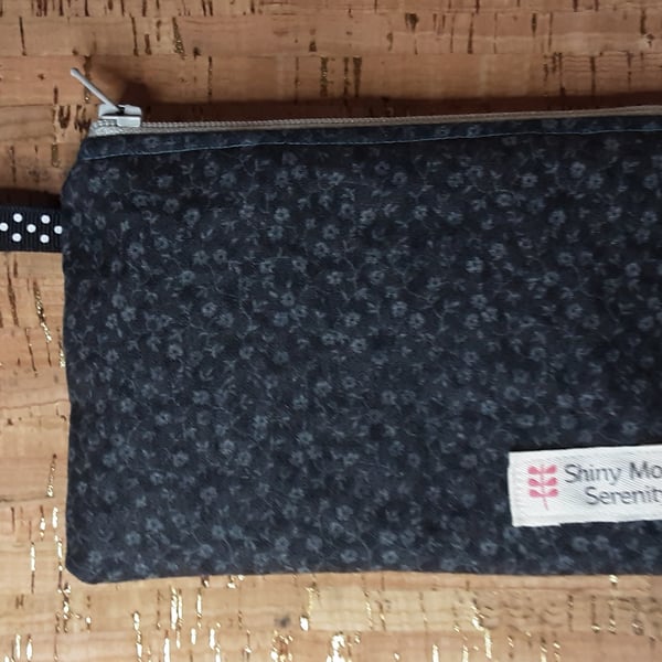 Coin Purse Black with small Flower Print.