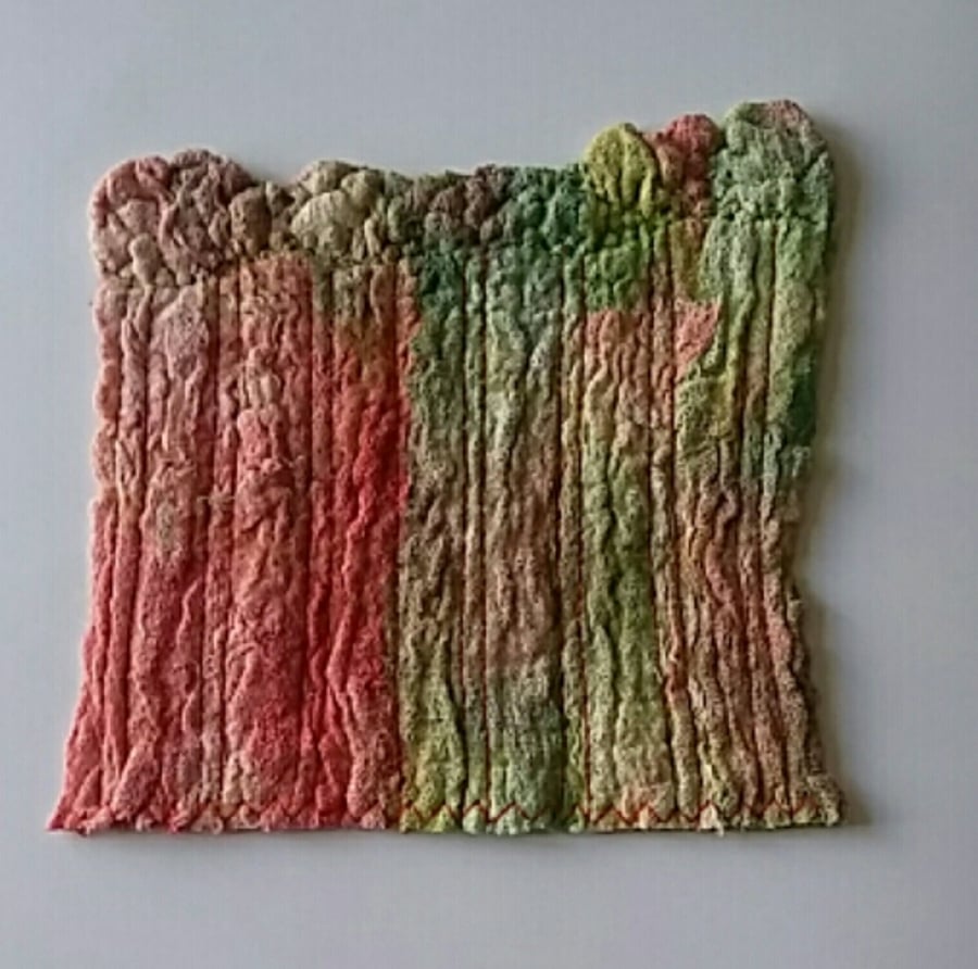 Hand dyed cheesecloth felted Textile Art