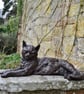 Lying Cat Animal Statue Large Bronze Resin Garden Sculpture - Image 2