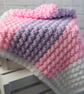 Baby blanket, pink lilac white, 32" x 24" approx, - Image 2