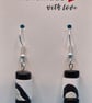 Small Black and White paper beaded drop Earrings - Image 2
