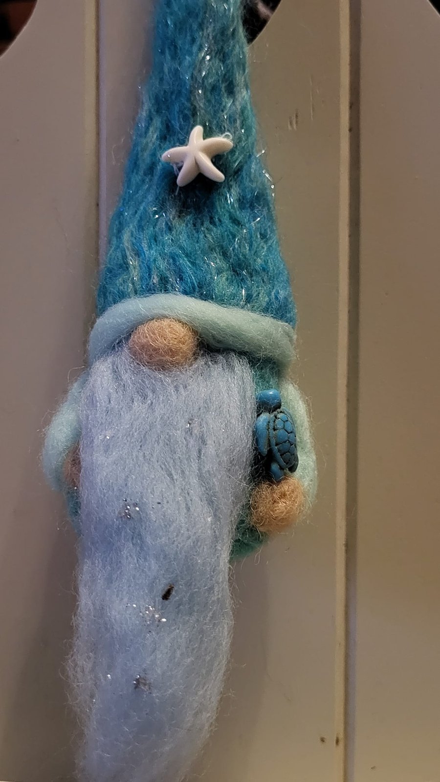 Sea Wizard Gonk OOAK Turquoise Tones with Turtle and Starfish