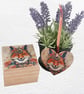 Fox: Decorated Wooden Ring Trinket Box 7cm & Hanging Heart
