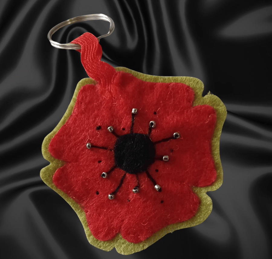 Handmade Felt Poppy Keyring