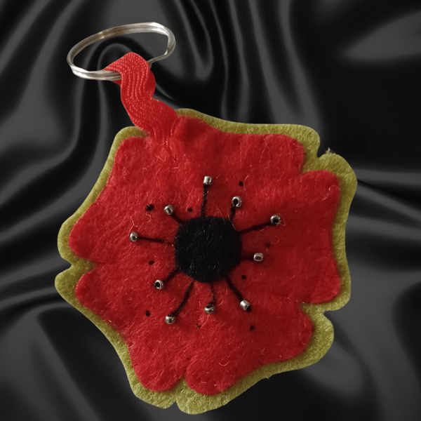 Handmade Felt Poppy Keyring