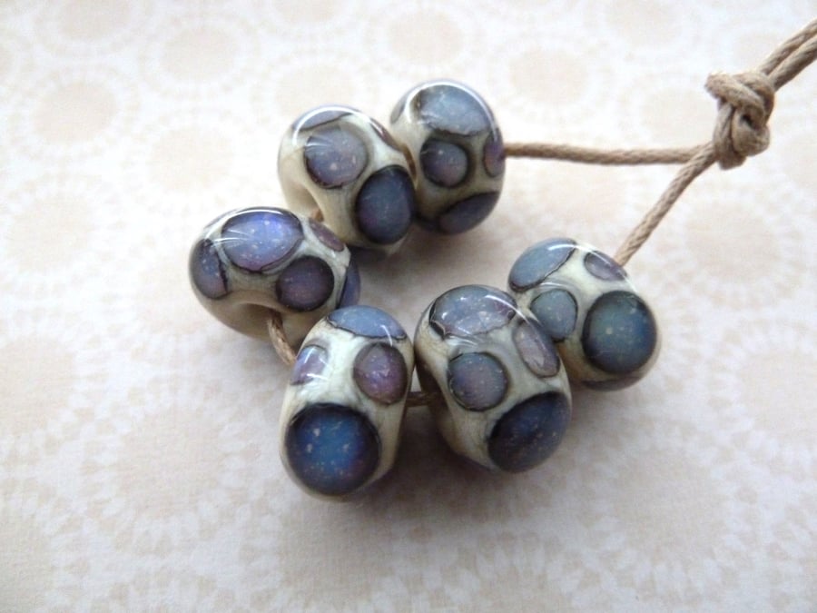 lampwork glass beads, speckled spots