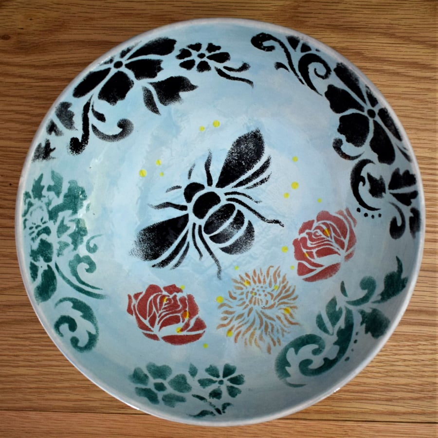 Pottery bowl gift, hand painted glazed bowl