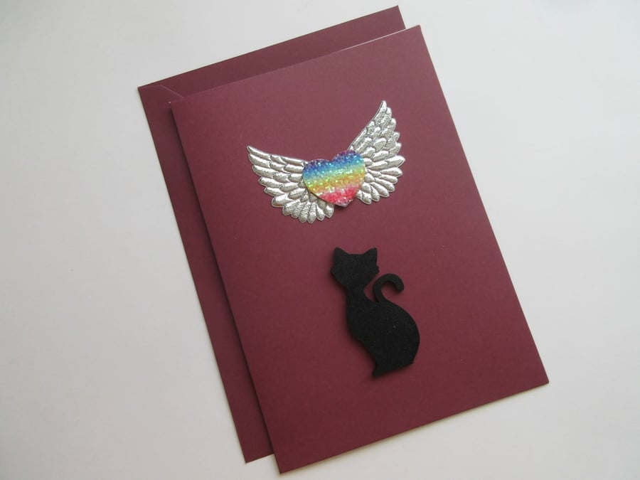 Cat Pet Loss Sympathy Condolences Greetings Card Rainbow Bridge