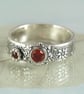 Victorian Inspired Vintage Silver Ring - Warm Red stones