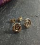 Gold ammonite stud earrings. - Image 3