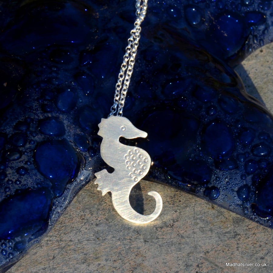 Silver seahorse pendant, beach jewellery, coastal jewellery
