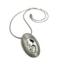 Sterling Silver Large Domed Oval with Swirl Detail Pendant Necklace - Image 1