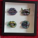 Handmade epoxy resin 'lips' pop art in frame