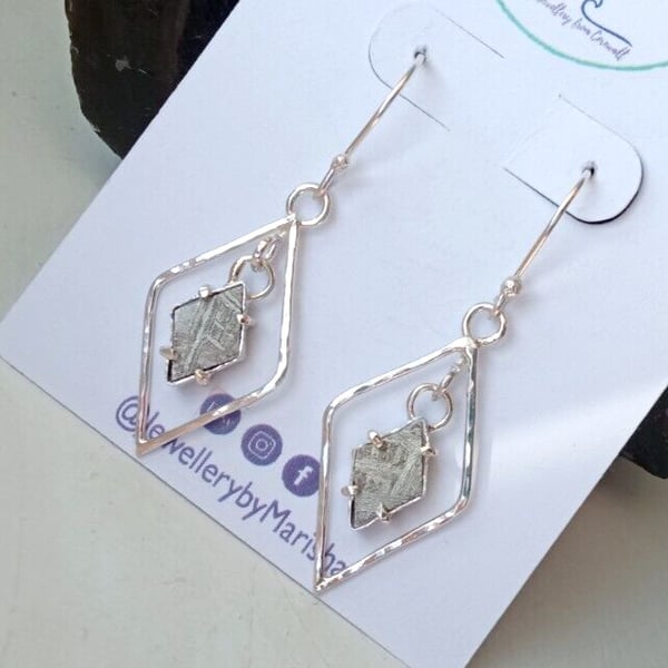 Meteorite Earrings Sterling Silver Muonionalusta Jewellery Gift Drop Handmade