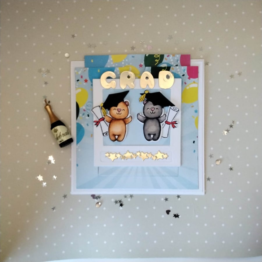 Hand- made, unique, luxury, personalized Graduation, Exam card