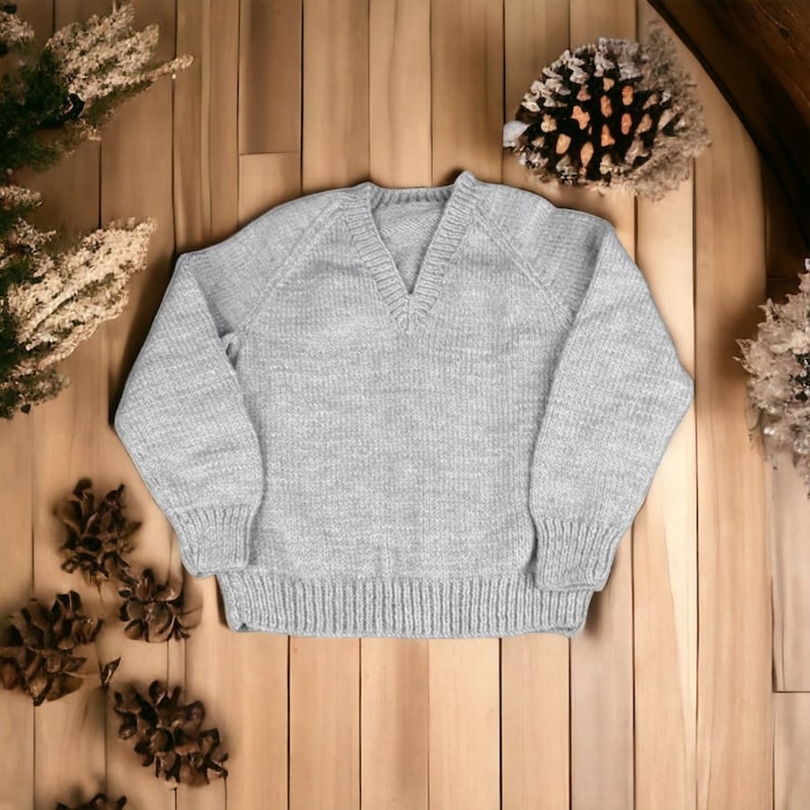 Boys grey deals v neck jumper