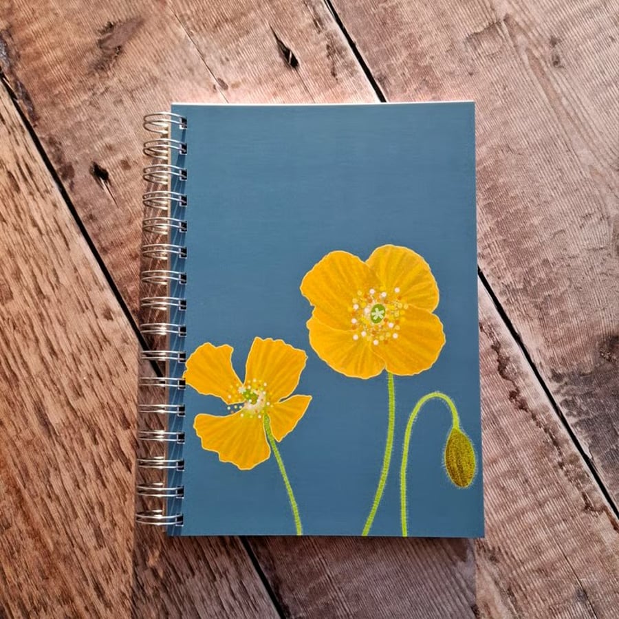 Yellow Welsh Poppy Wire Bound Notebook