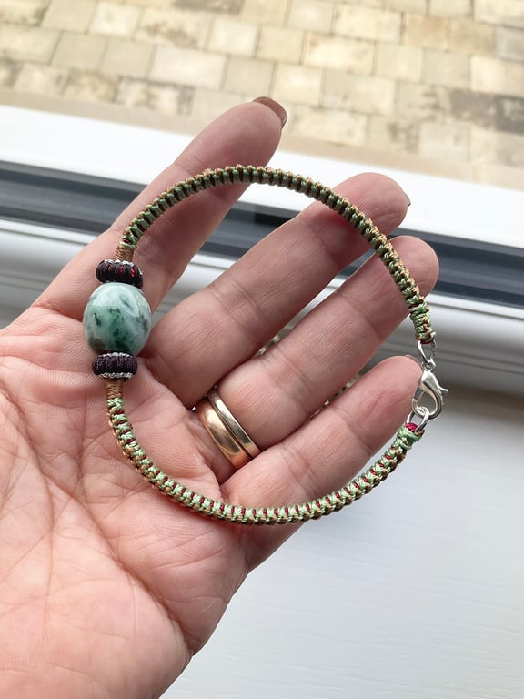 Handmade Men's Bracelet Natural Grade A Burmese Jade Feng Shui bracelet 21cm