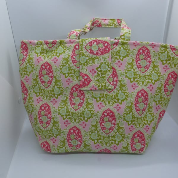 Handmade Pink and green lunch bag