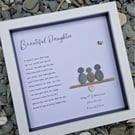 Handmade pebble Art . Beautiful daughter frame.  Personalised.  Boxed gift