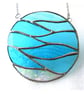 Making Waves Aqua Stained Glass Suncatcher Handmade Ring Sea - Image 7