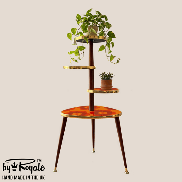 Mid Century Modern Royalexe™ 4 Tier Tera Plant Stand By Royale Orange Flower
