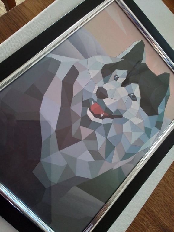 Paper mosaic wolf picture. Ref 351