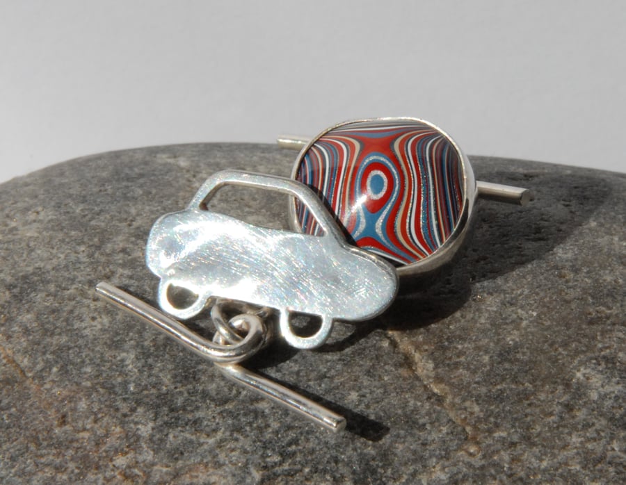 Silver and fordite cufflinks (pair 2)