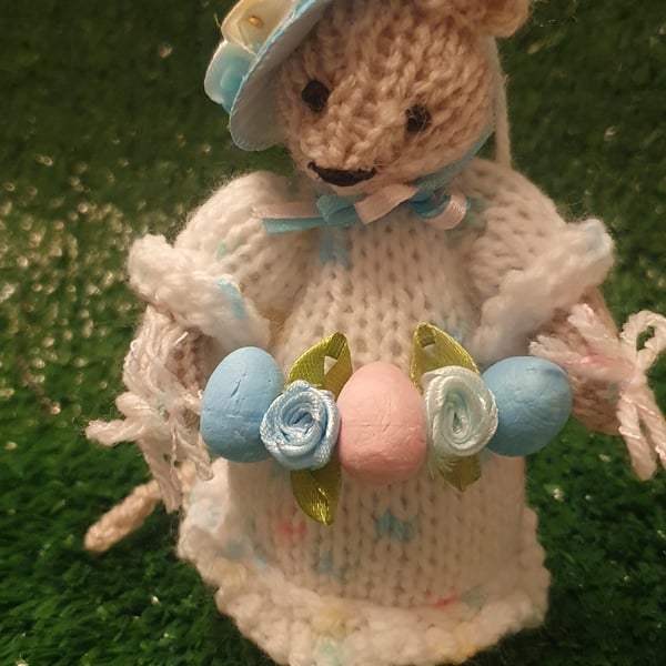 Hand Knitted Easter Mouse- Dotty