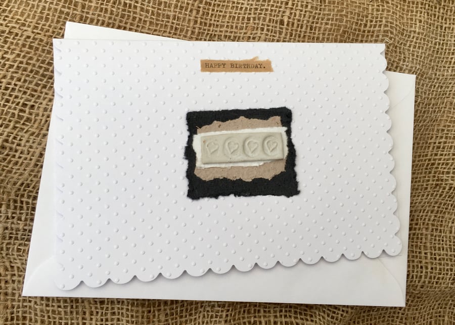 Hand made card, ceramic design, birthday card