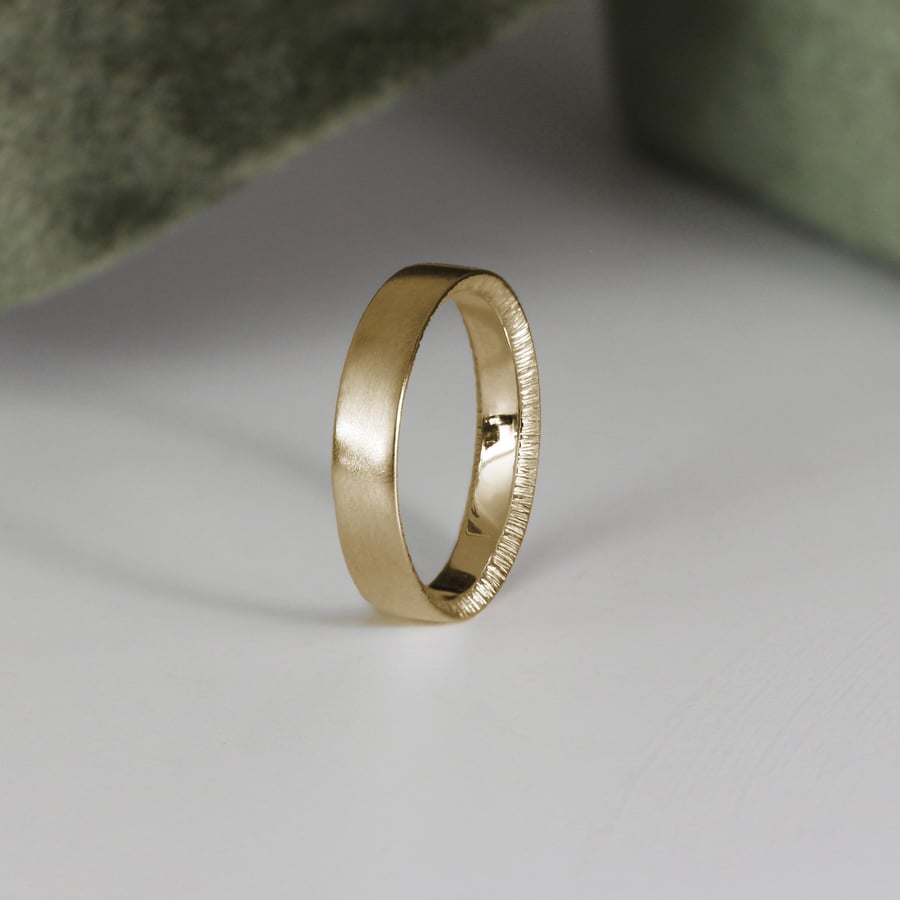 Sunshine Hammered Band - Brushed Gold, 3mm or 5mm Width, 9ct or 18ct Gold