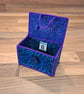 Business card holder - button closure with purple, blue, and green pattern