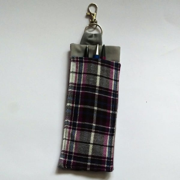 Lanyard Pen Holder with Grey Tartan Check Design