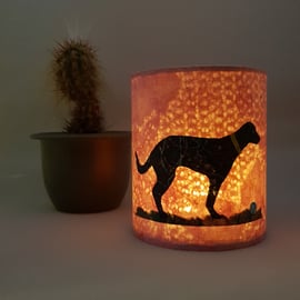Black Dog with Ball lantern with LED candle (Pink)