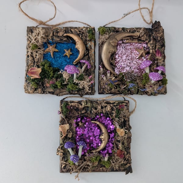 Sparkling Skies small hanging frame set OOAK